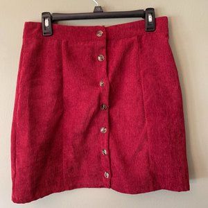 NEW Magenta Corduroy Button-Up Skirt